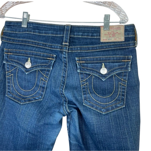 True Religion Jeans Woman 30 Becky Blue Mid Rise Bootcut Flap Pocket Made USA - Picture 9 of 14